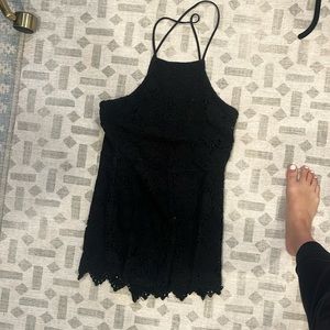 Black Crochet Romper